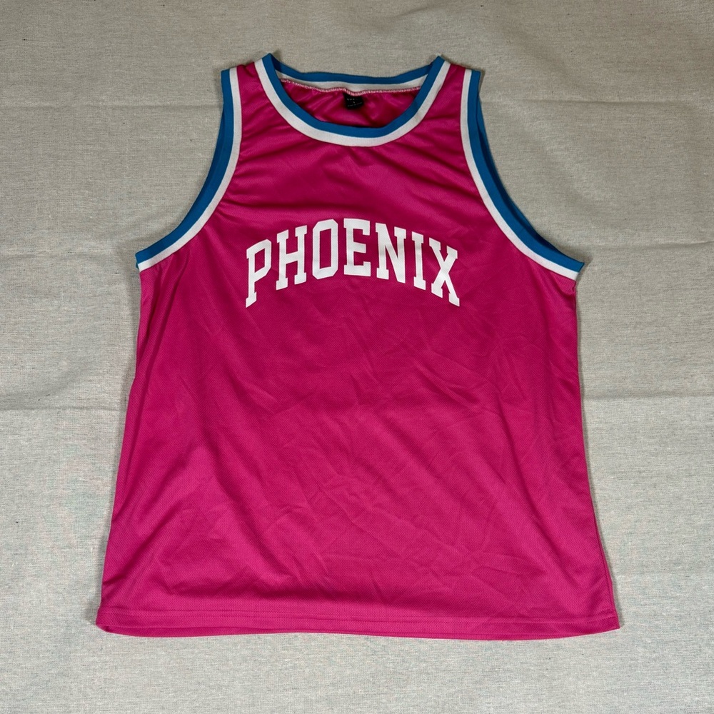 PHOENIX Tank Top Jersey - Pink with Blue and White Trim LG